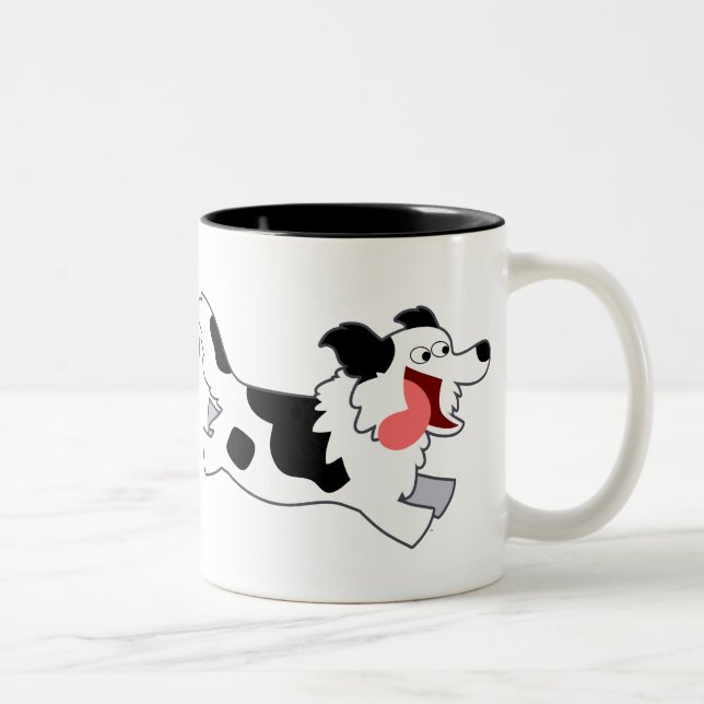 Caneca De Café Em Dois Tons Corta Cortando Borda de Cartoon Collie Mug (Direita)