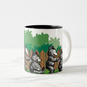 Caneca De Café Em Dois Tons Corte De Cabelo Do Urso Cortado - Design Adorável