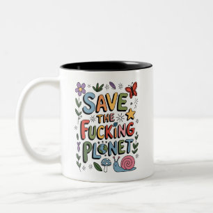 Caneca De Café Em Dois Tons Corte para salvar o ecosguerreiro ambiental do pla
