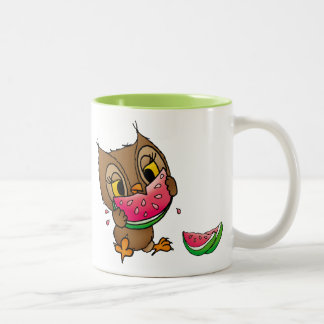 Caneca De Café Em Dois Tons Coruja com melancia