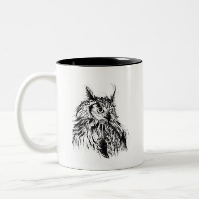 Caneca De Café Em Dois Tons Coruja da Sabedoria (Esquerda)