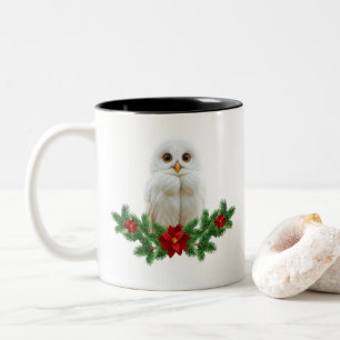 Caneca De Café Em Dois Tons Coruja de Natal com Neve Branca