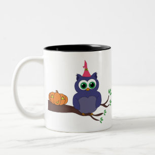 Caneca De Café Em Dois Tons Coruja e Abóbora das Bruxas