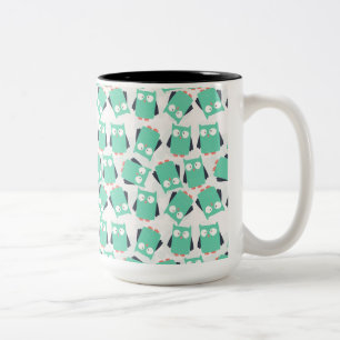Caneca De Café Em Dois Tons Corujas Brancas