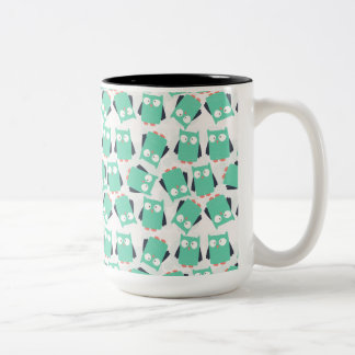 Caneca De Café Em Dois Tons Corujas Brancas