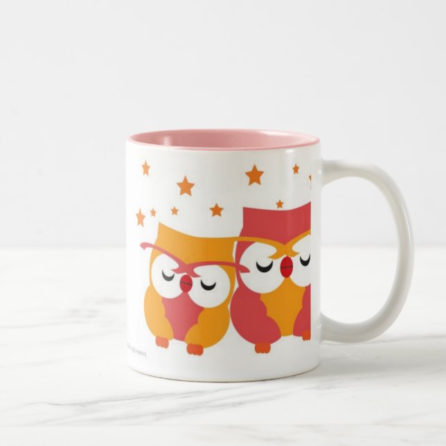 Caneca De Café Em Dois Tons Corujas estrelados (Direita)