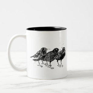 Caneca De Café Em Dois Tons Corvo,Aves Raven