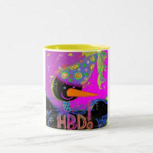 Caneca De Café Em Dois Tons Corvo de HBD rosa quente numa caneca!