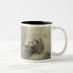 Caneca De Café Em Dois Tons Cossacks de Azov que embarcam um cheio do corsári