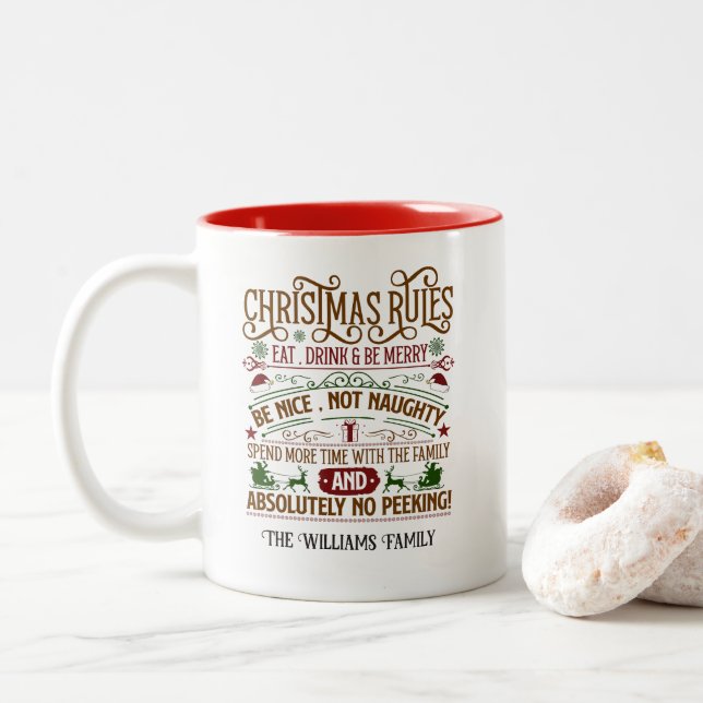 Caneca De Café Em Dois Tons Costume Festivo De Natal (Com Donut)