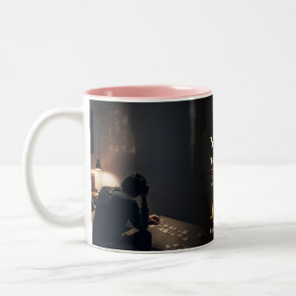 Caneca De Café Em Dois Tons Cota de Livro Deitado