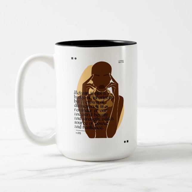 Caneca De Café Em Dois Tons Cotação Motivacional Melanin (Esquerda)
