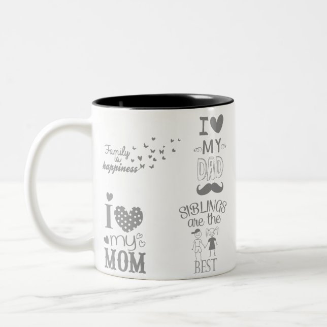 Caneca De Café Em Dois Tons Cotações de Texto Inscritas na Família Design (Esquerda)