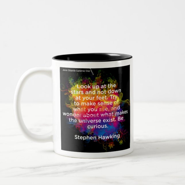 Caneca De Café Em Dois Tons Cotações Motivacionais - Stephen Hawking - 1-1 (Esquerda)