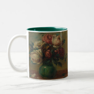 Caneca De Café Em Dois Tons Cottagecore Renoir Floral Vintage Arte Rosa
