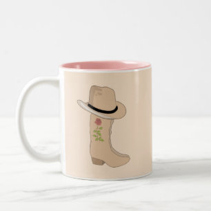 Caneca De Café Em Dois Tons Country Hat e Boots no bege