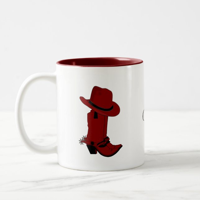 Caneca De Café Em Dois Tons Country Red Hat & Boots (Esquerda)
