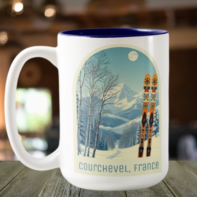Caneca De Café Em Dois Tons Courchevel les trois Vallées souvenir (Criador carregado)