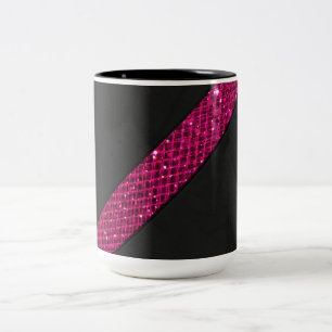 Caneca De Café Em Dois Tons Couro cor-de-rosa do preto da listra do efeito do