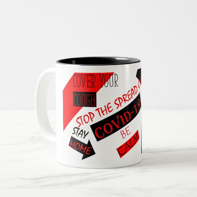 Caneca De Café Em Dois Tons Covid-19 (Frente Esquerda)
