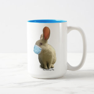Caneca De Café Em Dois Tons COVID Mask Bunny Mug - Azul