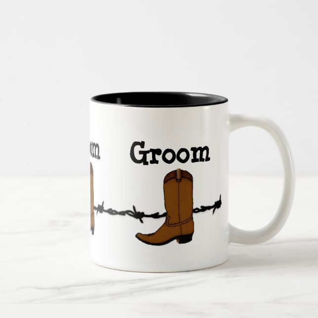 Caneca De Café Em Dois Tons Cowboy Boot Groom Mug (Direita)