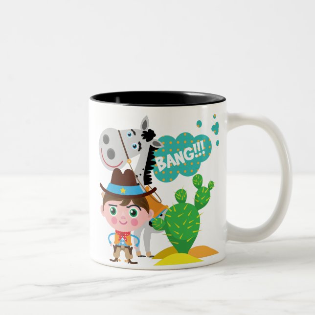 Caneca De Café Em Dois Tons Cowboy e Cavalo (Direita)