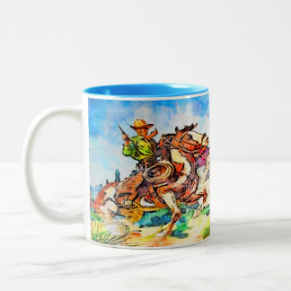 Caneca De Café Em Dois Tons Cowboy na Corrida