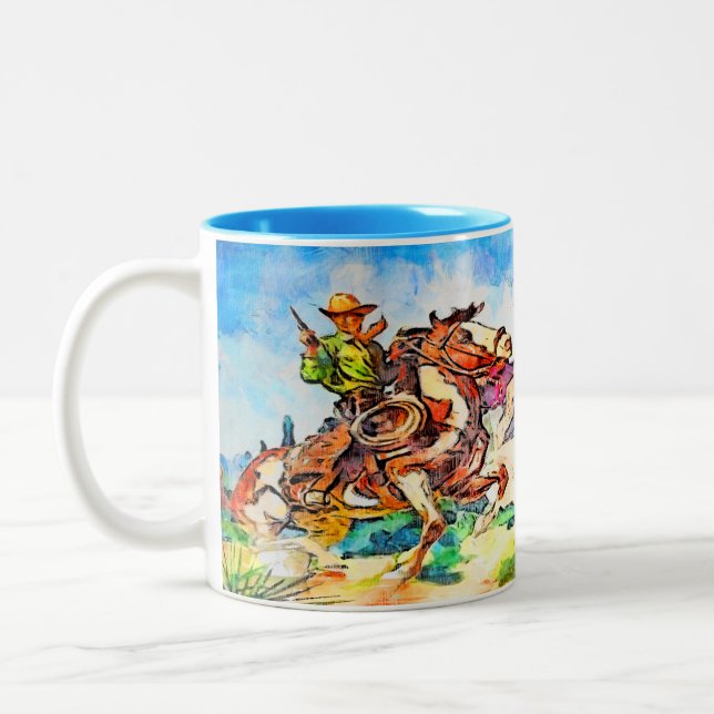 Caneca De Café Em Dois Tons Cowboy na Corrida (Esquerda)