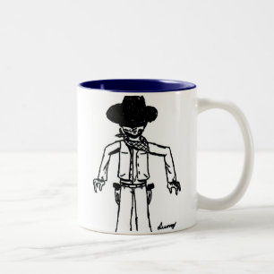 Caneca De Café Em Dois Tons Cowboy Sketch Mug