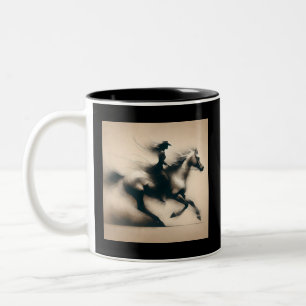 Caneca De Café Em Dois Tons Cowgirl dirigindo um cavalo, garota ocidental