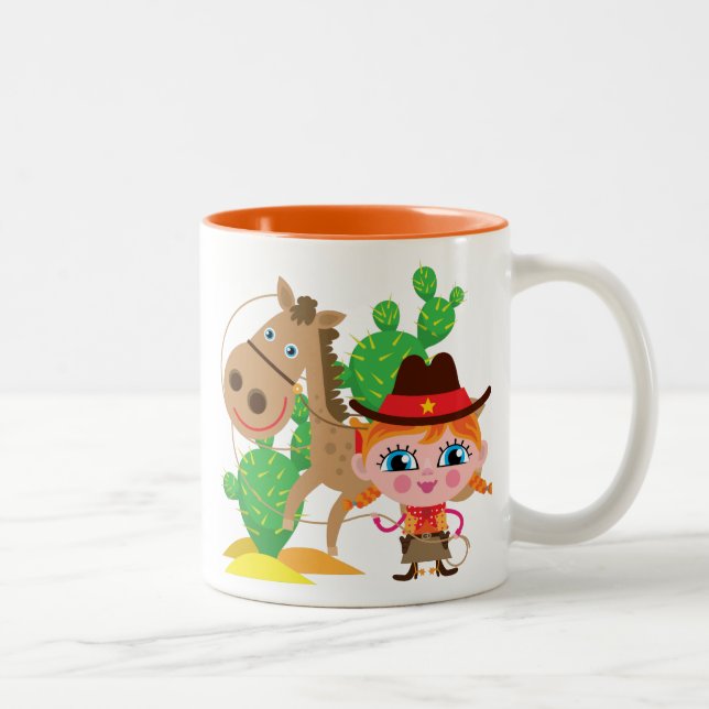 Caneca De Café Em Dois Tons Cowgirl e Horse (Direita)