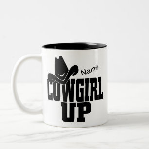 Caneca De Café Em Dois Tons Cowgirl Personalizável Coffee Mug