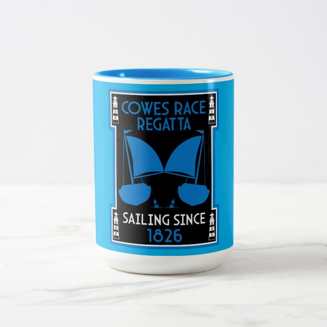 Caneca De Café Em Dois Tons Cowle of Wight Yacht Regatta (Centro)