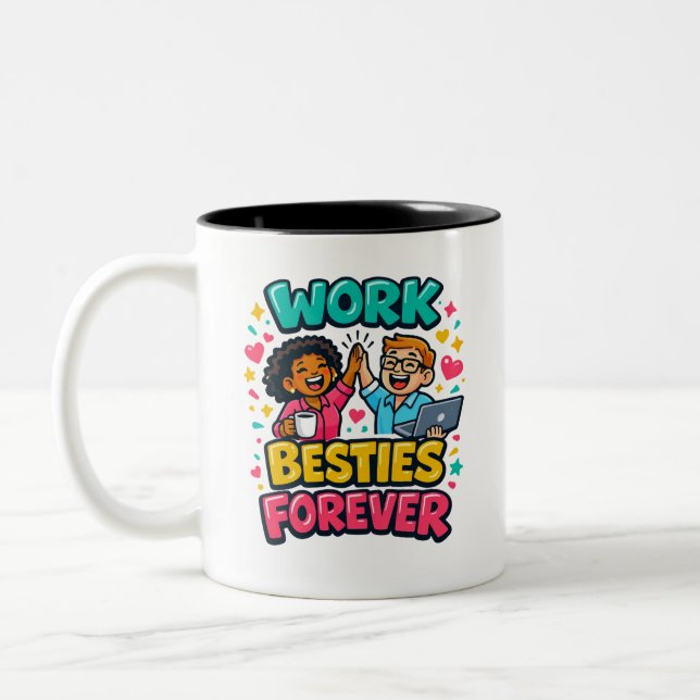 Caneca De Café Em Dois Tons Coworkers Bestie Personalized Two-Tone Mug (Esquerda)