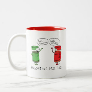 Caneca De Café Em Dois Tons Cozinhar de Natal Espinhos engraçados de chef
