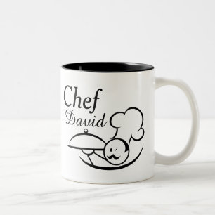 Caneca De Café Em Dois Tons Cozinheiro chefe ilustrado personalizado