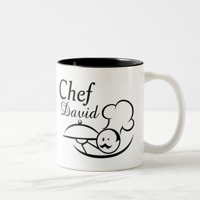 Caneca De Café Em Dois Tons Cozinheiro chefe ilustrado personalizado (Direita)