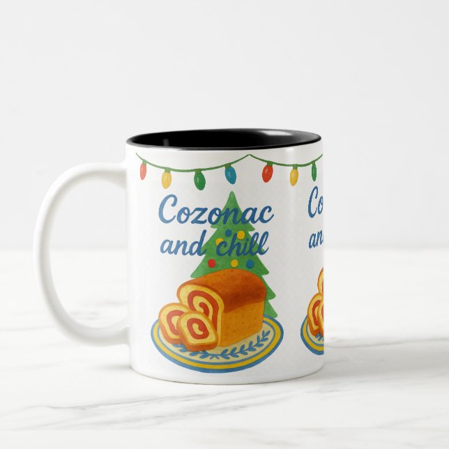Caneca De Café Em Dois Tons Cozonac e Frio Férias Romenas (Esquerda)