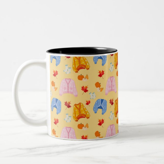Caneca De Café Em Dois Tons Cozy Autumn Sweater Pattern (Esquerda)