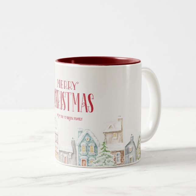Caneca De Café Em Dois Tons Cozy Christmas Winter Homes (Frente Esquerda)