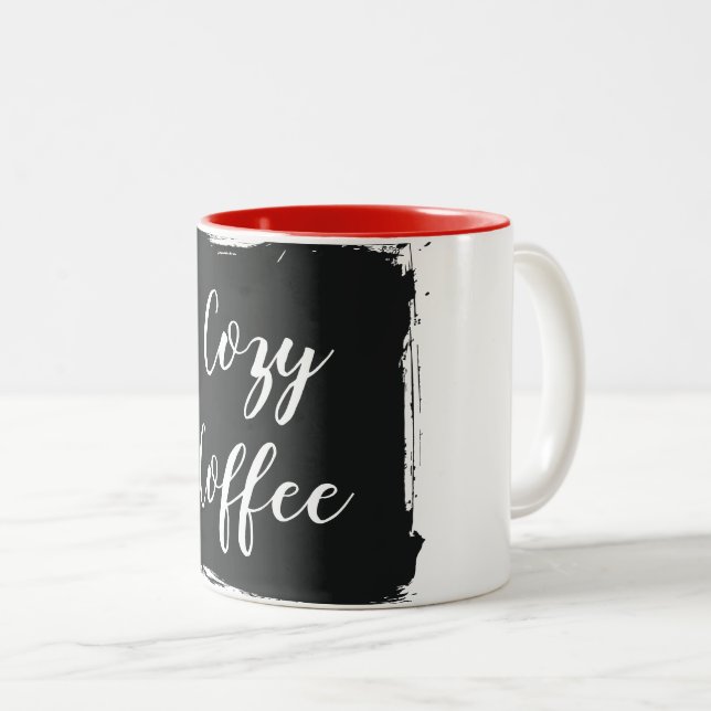 Caneca De Café Em Dois Tons Cozy Coffee Aesthetic Script Two-Tone Ceramic Mug (Frente Esquerda)