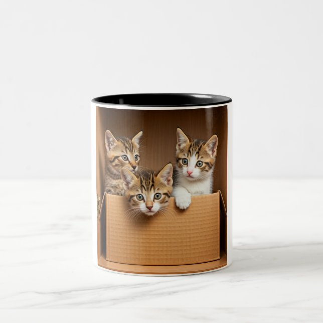 Caneca De Café Em Dois Tons Cozy Kitten Cardboard Café Mug (Centro)