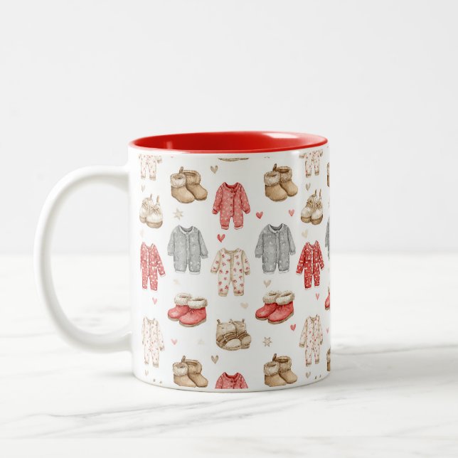 Caneca De Café Em Dois Tons Cozy Pajamas Boho Babyshower Pattern (Esquerda)