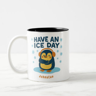 Caneca De Café Em Dois Tons Cozy Penguin Mug personalizado - "Tenha um dia de 