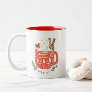 Caneca De Café Em Dois Tons Cozy Up chocolate quente Natal