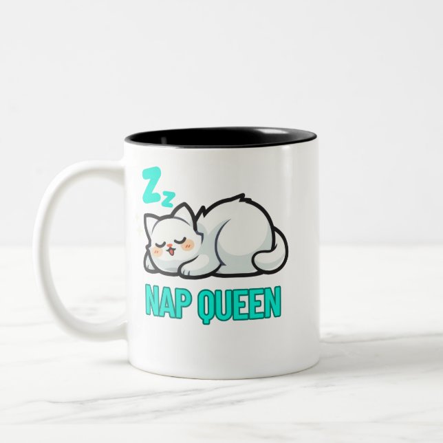 Caneca De Café Em Dois Tons Cozy vibes dormindo gato (Esquerda)