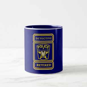 Caneca De Café Em Dois Tons Crachá aposentado do detetive policial