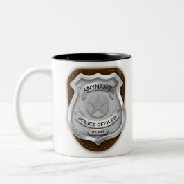 Caneca De Café Em Dois Tons Crachá de NOME DO Policial Personalizado Xerife