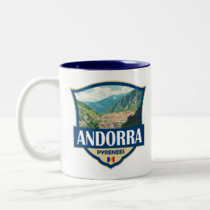 Caneca De Café Em Dois Tons Crachá Retroativo da Ilustração Andorra